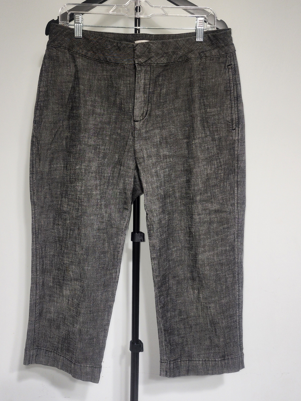Coldwater Creek Womens Capri Pants Size 14 Gray Comfort Career Textured
